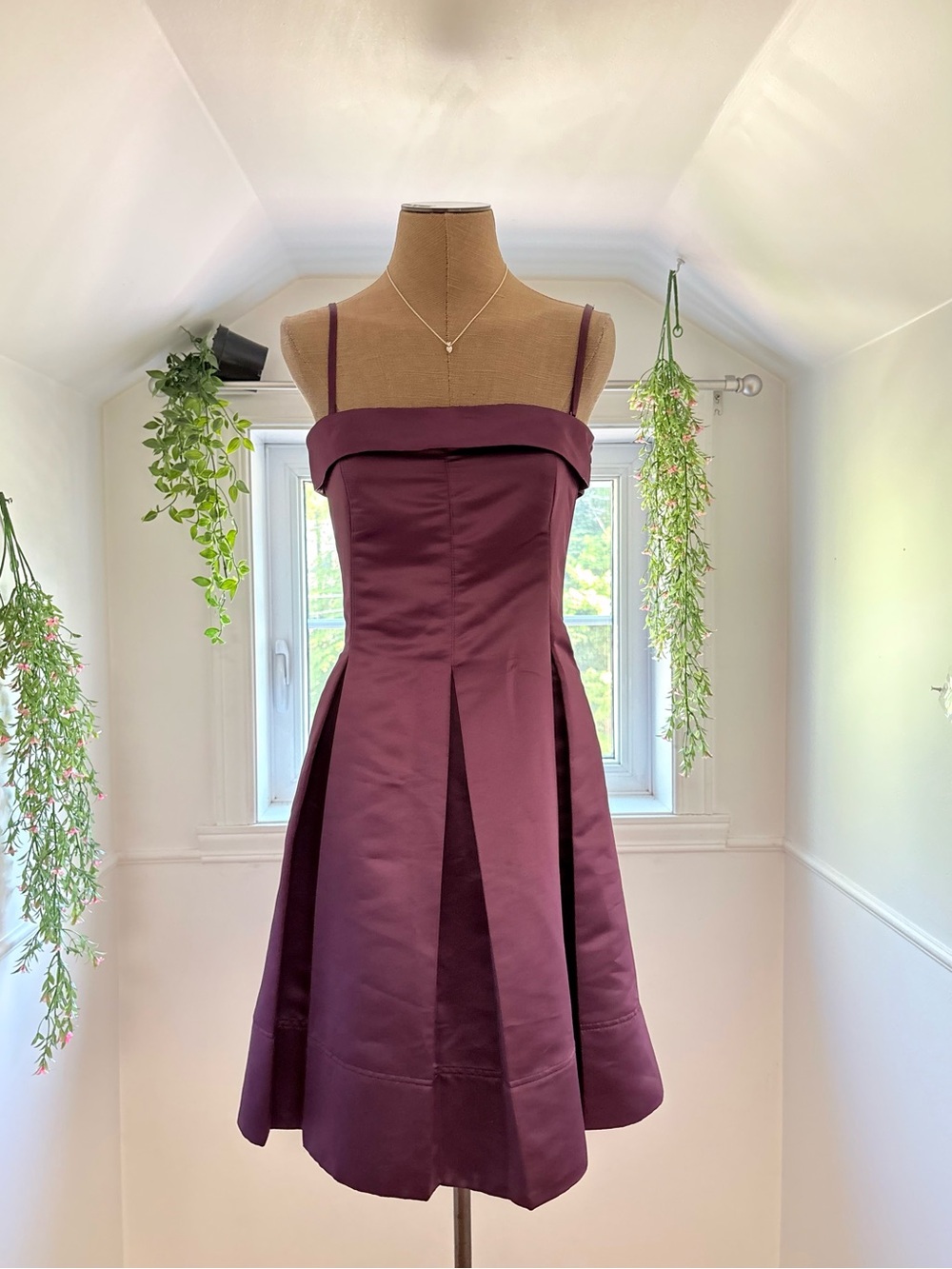 Mango Strapless Fold-Over A-Line Dress in Plum